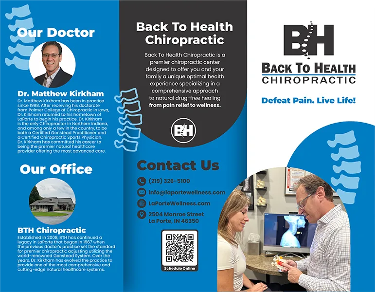 Chiropractic LaPorte IN Defeat Pain Flyer